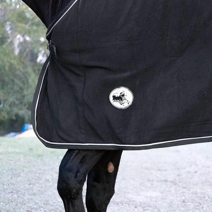 Jeffers Equine Elite Fleece Horse Cooler Blanket, 72 Inch – Soft, Adjustable Fit, Lightweight, Easy Care, Moisture Wicking Cooling Sheet with Surcingle for Post Exercise, Travel for Horses – Black