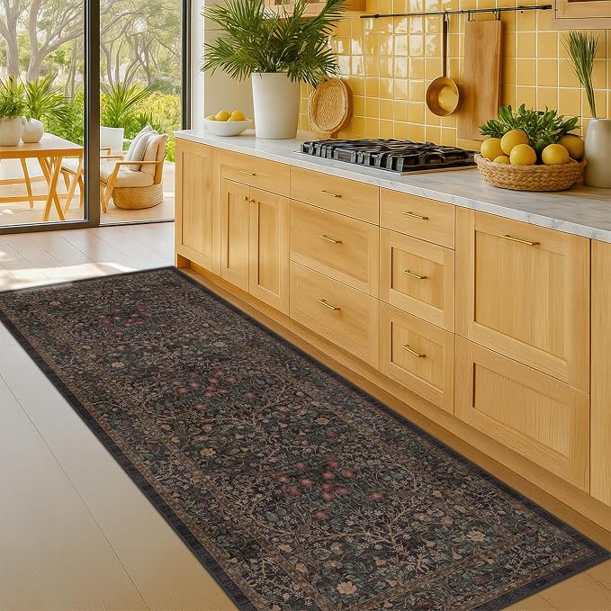 Dark Brown Washable 2x6 Runner Rugs