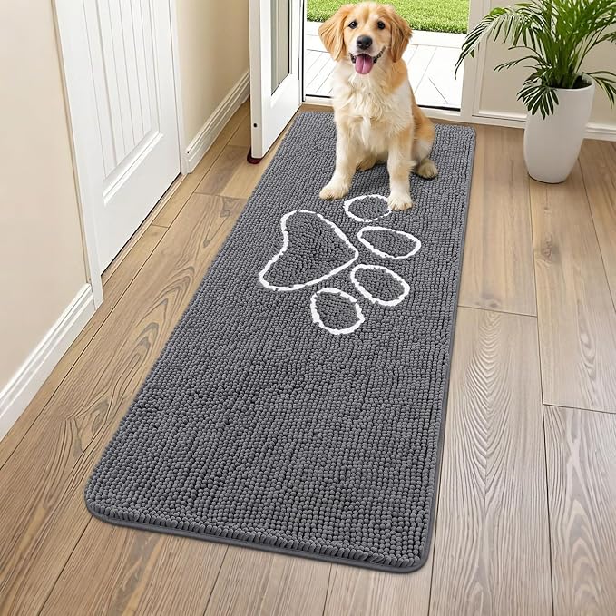 Smiry Dog Door Mat for Muddy Paws, Absorbent Dirt Trapper Non Slip Quick Dry