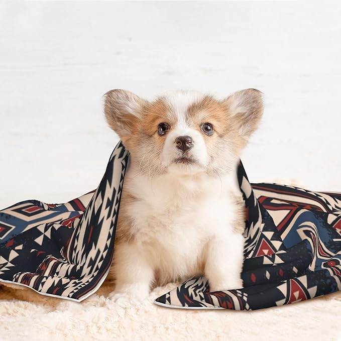 Western Blanket for Dog Cat - Tribal Throw Blanket 40x30 Ethnic Pet Blanket for Couch Sofa Bed