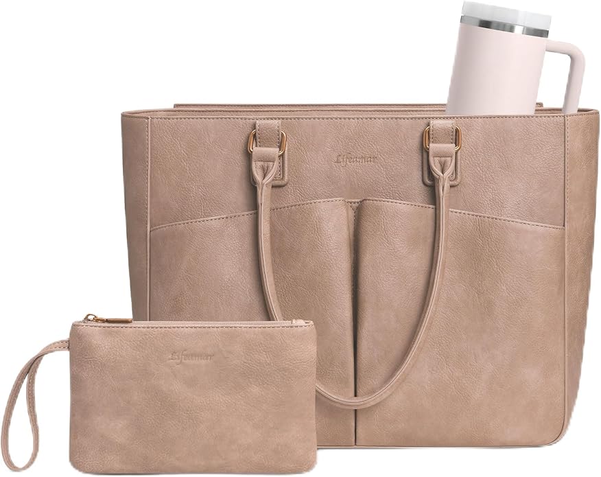 Laptop Tote Bag for Women, Leather Work Tote