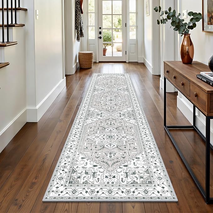 Yamaziot Washable Runner Rug, 2x8 Non-Slip Boho Vintage Hallway Rug