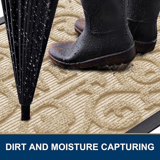 Smiry Welcome Door Mat Outside Entrance, Heavy Duty Trap Dirt and Moisture Easy