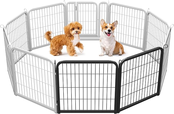 Yaheetech Dog Playpen, 24 inch 2 Panels Dog Pen for Indoor Heavy Duty Puppy Exercise Pen Metal Pet Fence for RV Camping/Yard/Garden