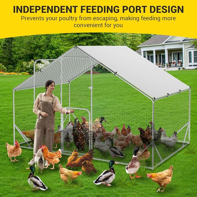 9.8X6.5x6.5FT, Large Walk in Chicken Run Pen Cage, Metal Coop Clearance