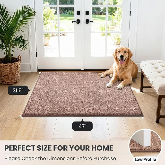 PURRUGS Dirt Trapping Door Mat 31.5" x 47", Non-Slip Machine Washable Entryway
