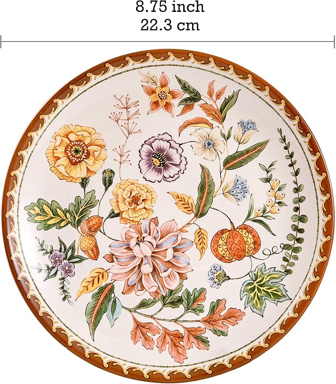 Bico Blooming Moment Salad Plates Set of 4, 8.75 Inch Ceramic Dessert Plates