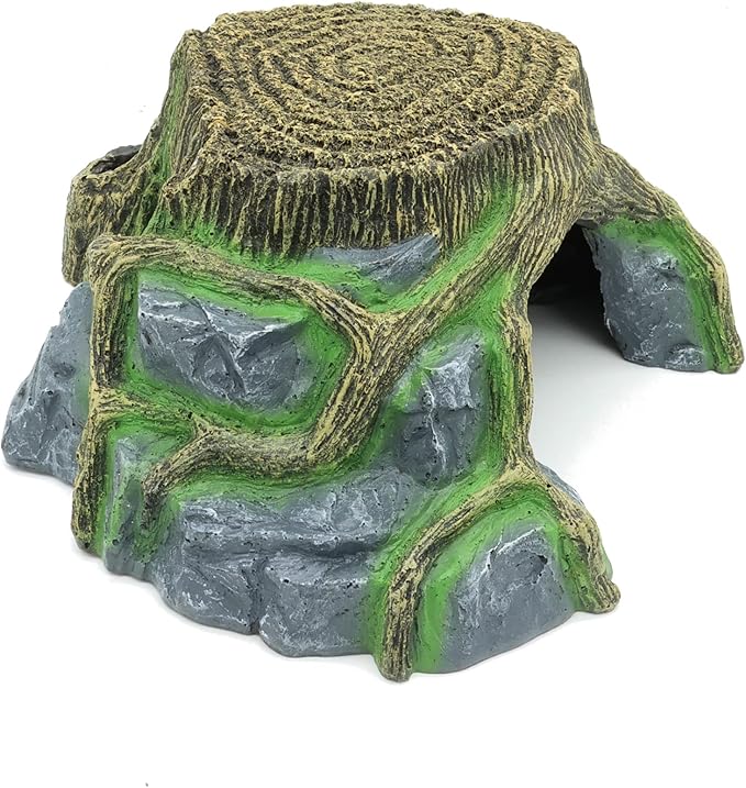 JIHAQUA Resin Large Turtle Tank Accessories Reptile Hideouts Cave Habitat Decor for Gecko Leopard Lizards Toad