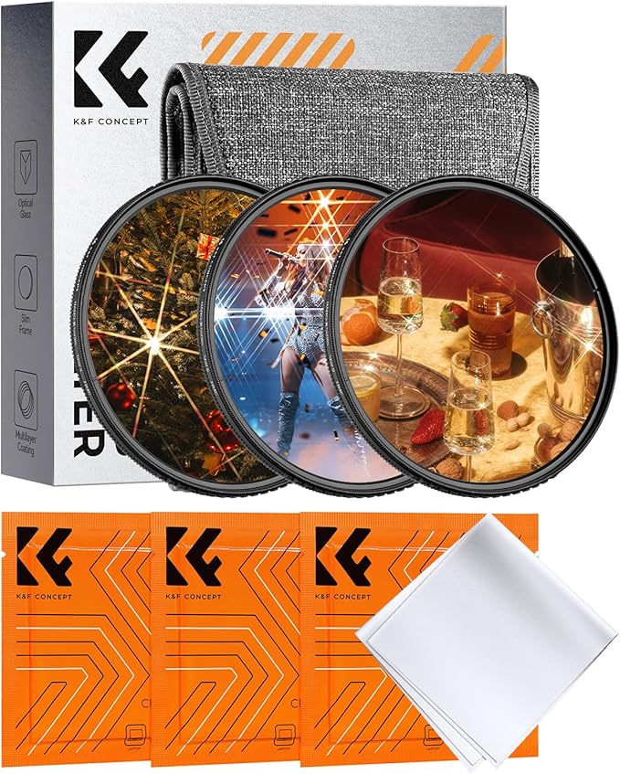 K&F CONCEPT 67mm Star Filters Kit 4 Points 6 Points 8 Points Cross Screen