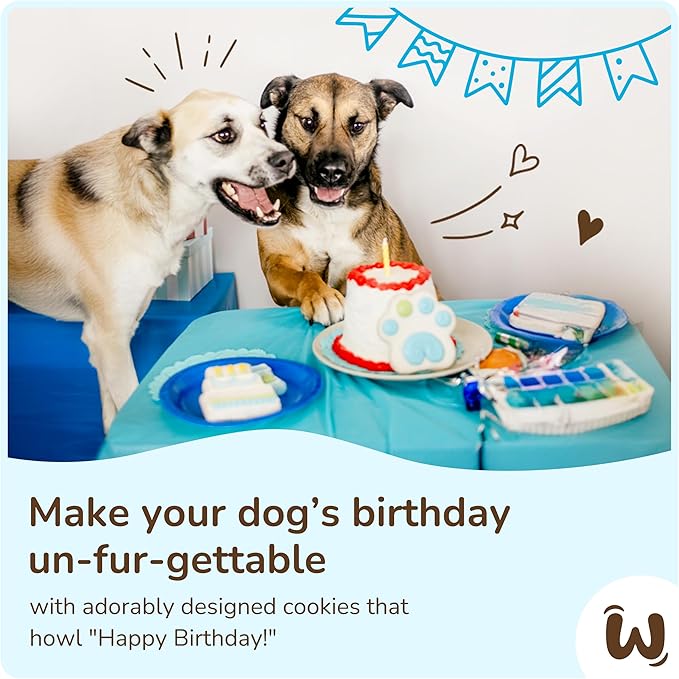 Wufers Birthday Boy Cookie Box | Gifts for Dogs | Gourmet-Decorated Treats | Made with Locally Sourced Ingredients (Blue - Birthday Boy)