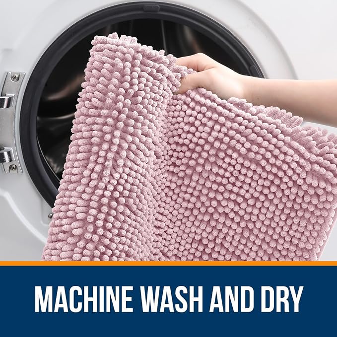 OLANLY Bathroom Rugs 30x20, Extra Soft Absorbent Chenille Bath Rugs, Rubber
