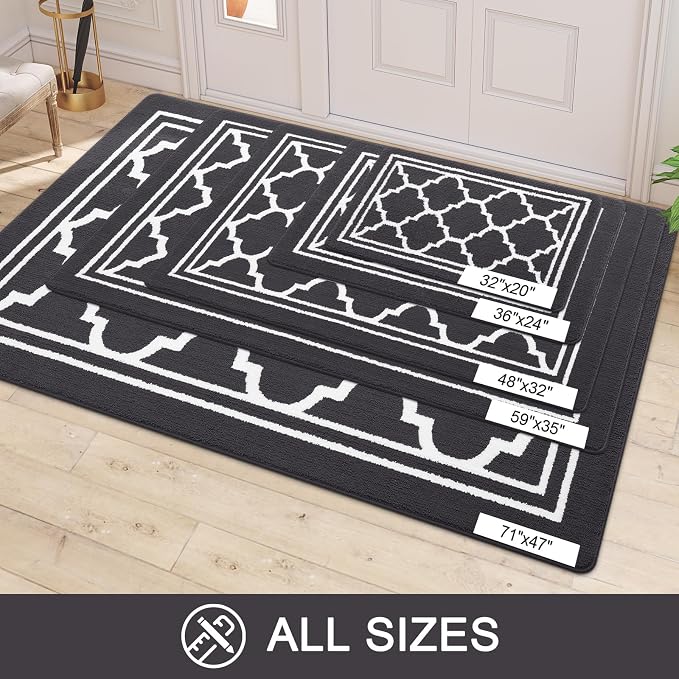 Buganda Large Indoor Door Mat, Dirt-Resistant and Absorbent Doormat, Low