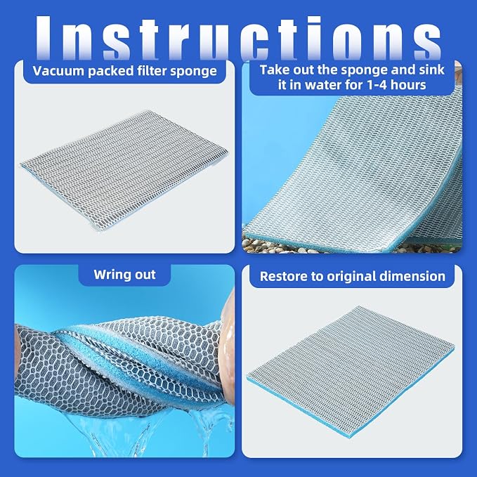 AQUANEAT Aquarium Filter Sponge 8-Layer Filter Media Pad, Cut-to-Size Foam Floss