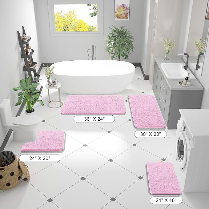 OLANLY Bathroom Runner Rugs 70x24, Extra Soft Absorbent Chenille Bath Rugs