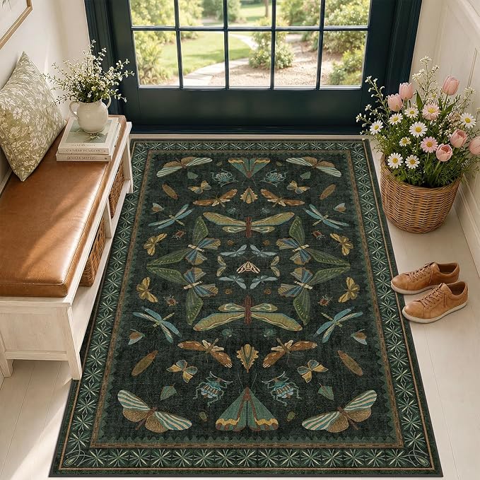 Green and Black Entryway Rug