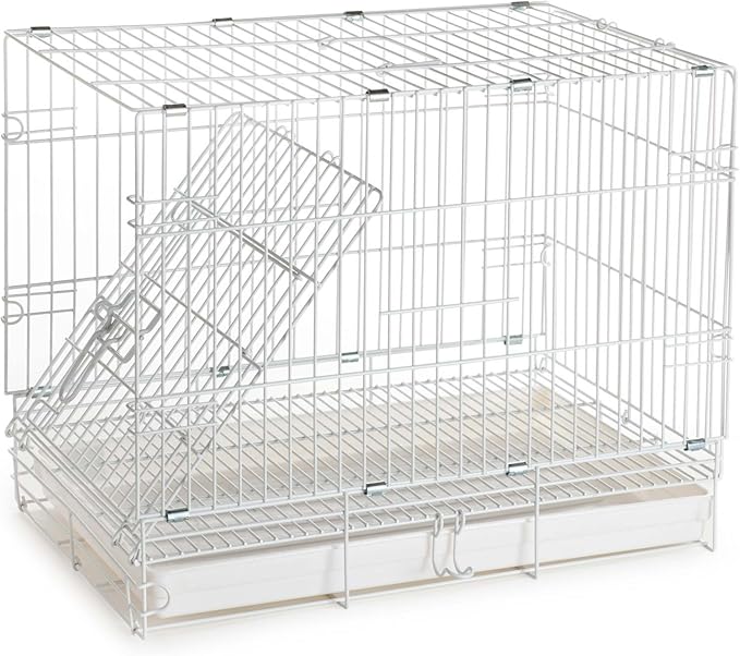 White Durable Metal Easy Foldable Travel Vet Carrier Perch Stand Metal Cage Prevent Your Parrot Bird Prevent Beaks Out Stainless Feeder Cups Natural Wooden Perch Stand