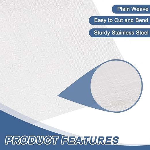 uxcell 300 Mesh 118" x 10" Woven Wire Mesh, 316 Stainless Steel Air Vent Filter