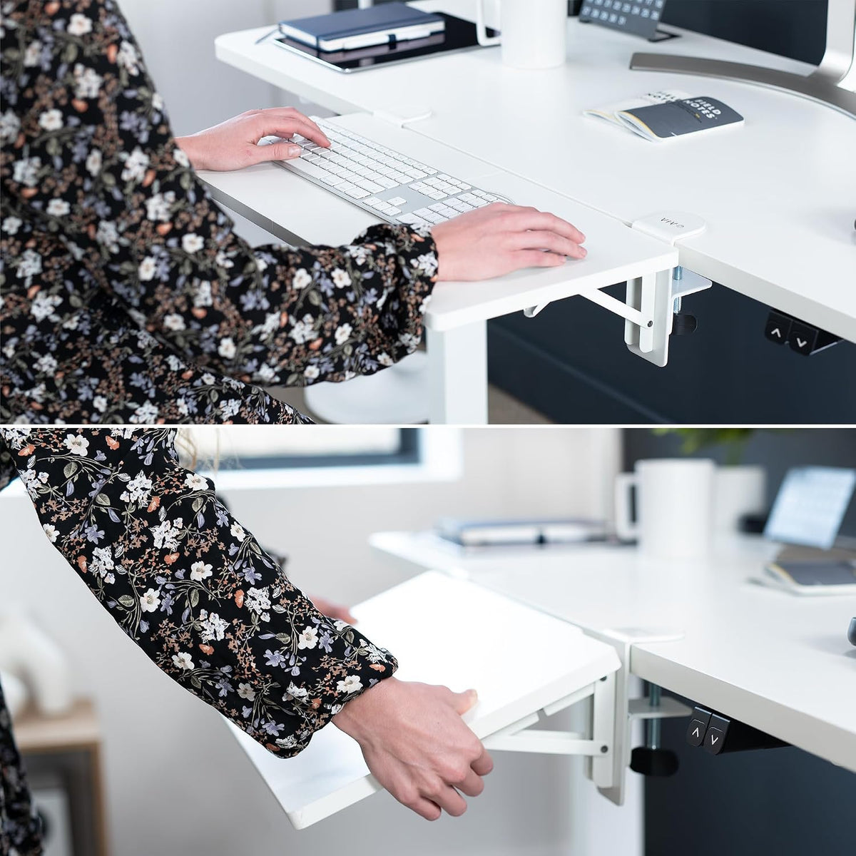 VIVO White Clamp-on 24 x 12 in Desk Extender, DESK-EXT24W