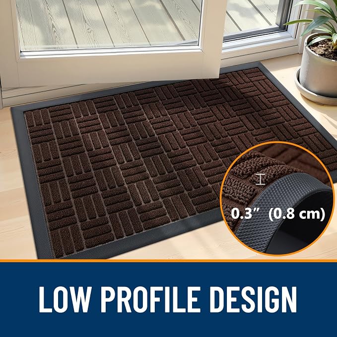 OLANLY Front Door Mat Outside Entrance 29.5x17, Heavy Duty Sturdy Natural