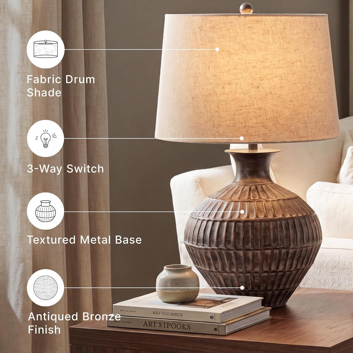 Signature Design by Ashley Magan Metal Table Lamp, 28", Antique Bronze