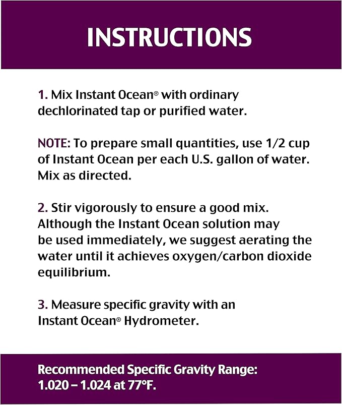 Instant Ocean Sea Salt 50 Gallons, For Marine Aquariums, Fast Dissolving