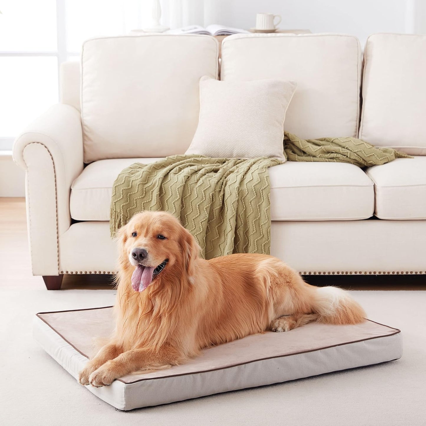 Orthopedic Memory Foam Dog Bed, Cooling Dog Beds for Medium/Large Dogs -Waterproof Pet Bed for Crate with Removable Washable Cover, XL(41inch,90Lbs)