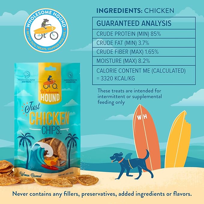 Chicken Chips – Single Ingredient Dog Treats, All Natural & Healthy Training Snacks for Small, Medium & Large Breeds, Puppies – High Protein, Made in US 3oz