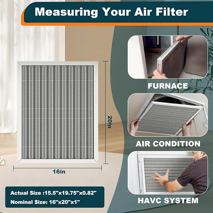 16x20x1 Reusable Air Filter, MERV 8, Permanent Electrostatic Air Filter