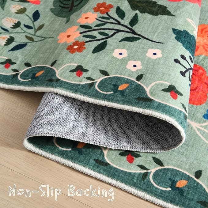 Rugcomf Living Room Rug 6x9 Rug Machine Washable Boho Area Rug Non Slip Floral