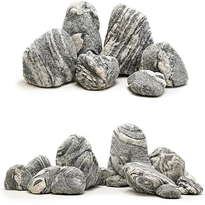 Natural Rocks Aquarium Stone 20lb Silver Seiryu Rock for Fish Tanks, Terrariums, Bonsai, Garden Decoration, Micro Landscapes & Reptile Terrariums (2-9inch 7-8Pcs)
