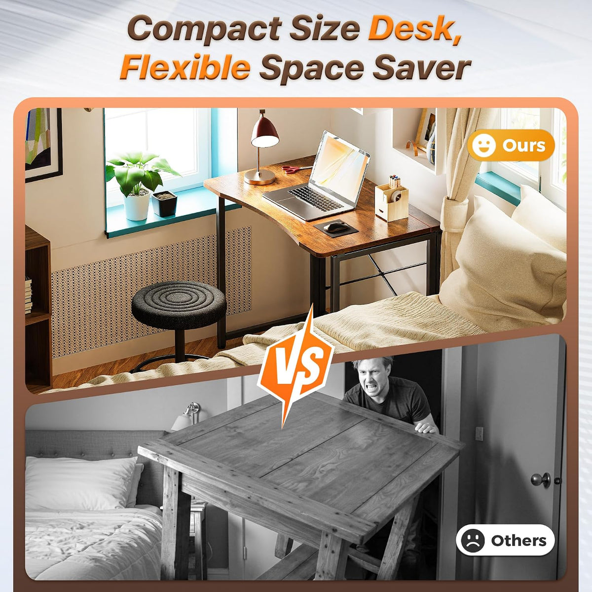 Huuger Folding Desk for Small Spaces, 31.5 Inch Foldable Computer Table