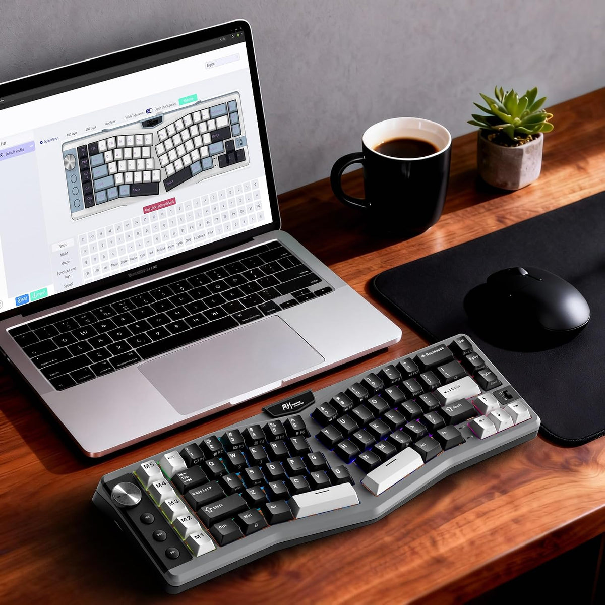 RK ROYAL KLUDGE A72 Alice Ergonomic Wireless Mechanical Keyboard,Split Ergo