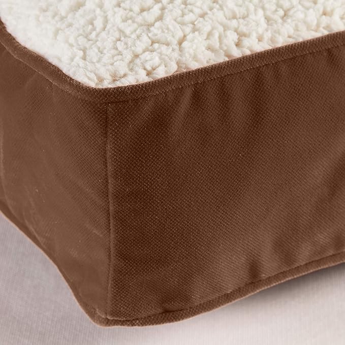 South Pine Porch Buddy Reversible Rectangle Pillow Style Microfiber and Sherpa Dog Bed with Removable, Machine-Washable Cover, Latte Sherpa, Extra Small (24 in. x 18 in.)