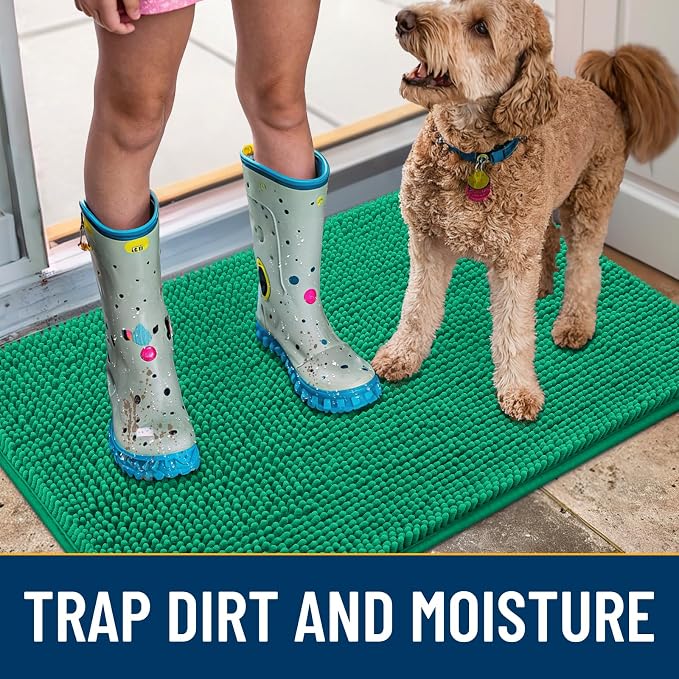 Smiry Dog Door Mat for Muddy Paws 36x24, Absorbent Dirt Trapper, Non-Slip