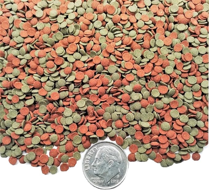 Aquatic Foods Inc. 3.5mm - 1/8" Micro Wafer Mix of Spirulina Algae & Intense Color Enhancing Sinking Micro Wafers for Catfish, Plecos, Bottom Fish, Shrimp, Crabs, All Tropical Fish..11oz Small Jar