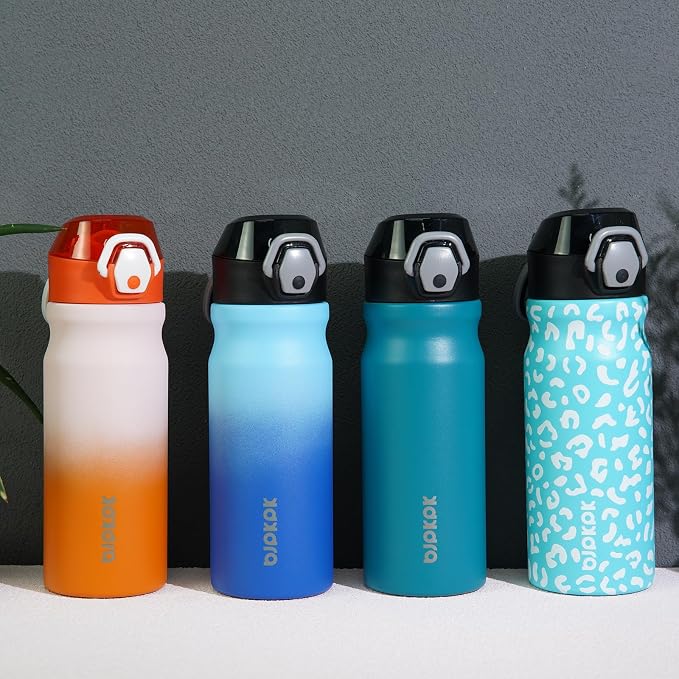 BJPKPK 18 oz Water Bottle with Straw & Handle, Insulated Stainless Flask | Leak