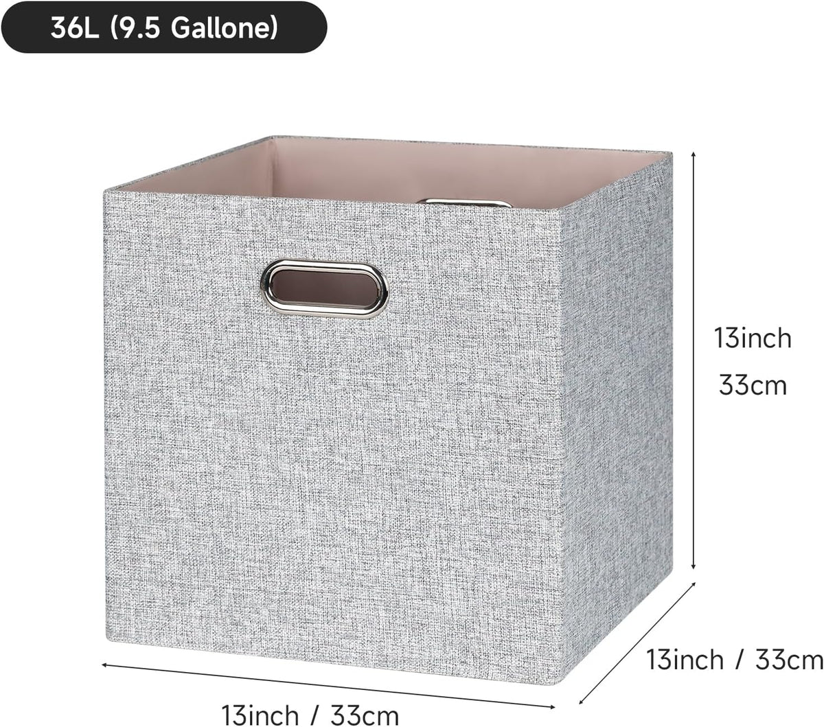 Posprica Collapsible Storage Bins,13×13 Foldable Storage Cube Boxes Fabric Drawer Fabric Storage Bins Vinyl Record Woven Gray, 4 Pack