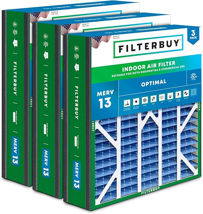 Filterbuy 20x20x5 Air Filter MERV 13 Optimal Smoke & Allergy Defense,