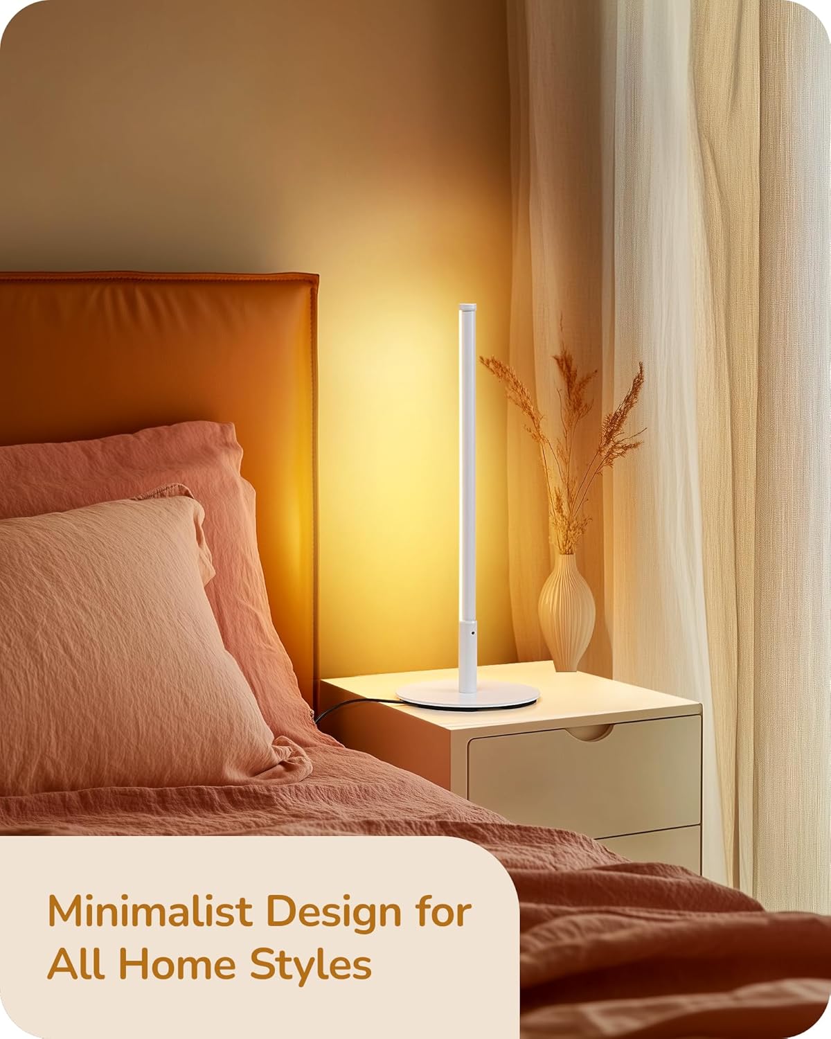 EDISHINE LED Table Lamp, Minimalist Desk Lamps for Home Office, White