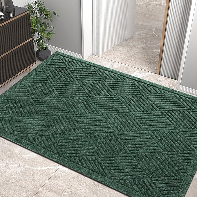 HIYARD Sturdy Front Door Mat, Absorbent Muddy Dirt Resist Welcome Door Mats