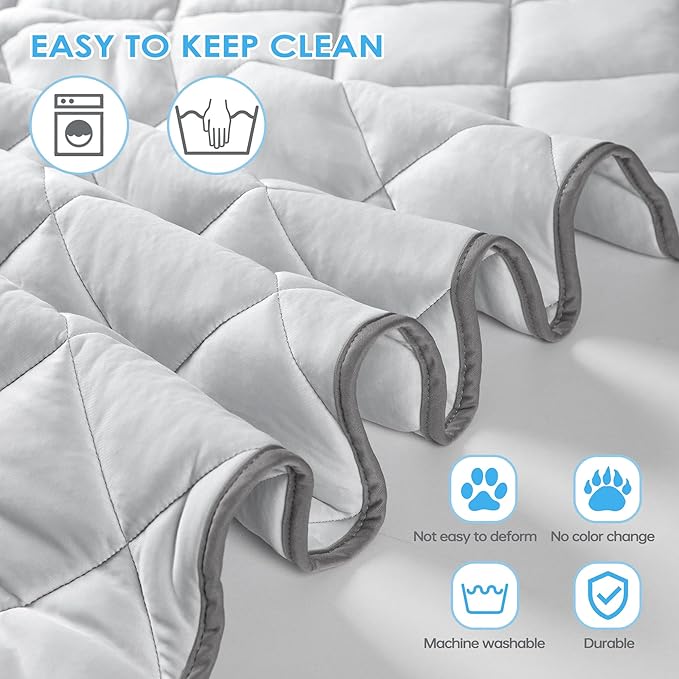 Langsprit Dog Cooling Mat, Washable Dogs Cats Pet Non-Toxic Cooling Pads Summer Sleeping Kennel Mats，Pet Self Cool Ice Blanket for Indoor & Outdoor Dog Beach Essentials Light Gray Small