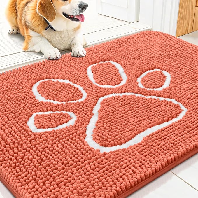 Smiry Dog Door Mat for Muddy Paws, Absorbent Dirt Trapper Non Slip Quick Dry