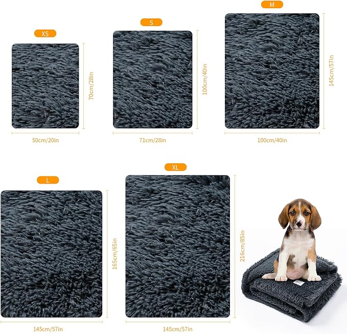 Pet Throw Blankets for Dogs Gray Cozy Waterproof Fluffy Long Faux Fur Dog Cat Calming Blanket for Couch Sofa Cover Furniture Protection, Gray XS-28x20in