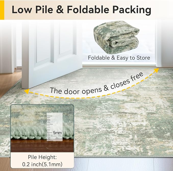 RELEANY Washable Area Rugs 6'x9' Non-Slip Modern Abstract Soft