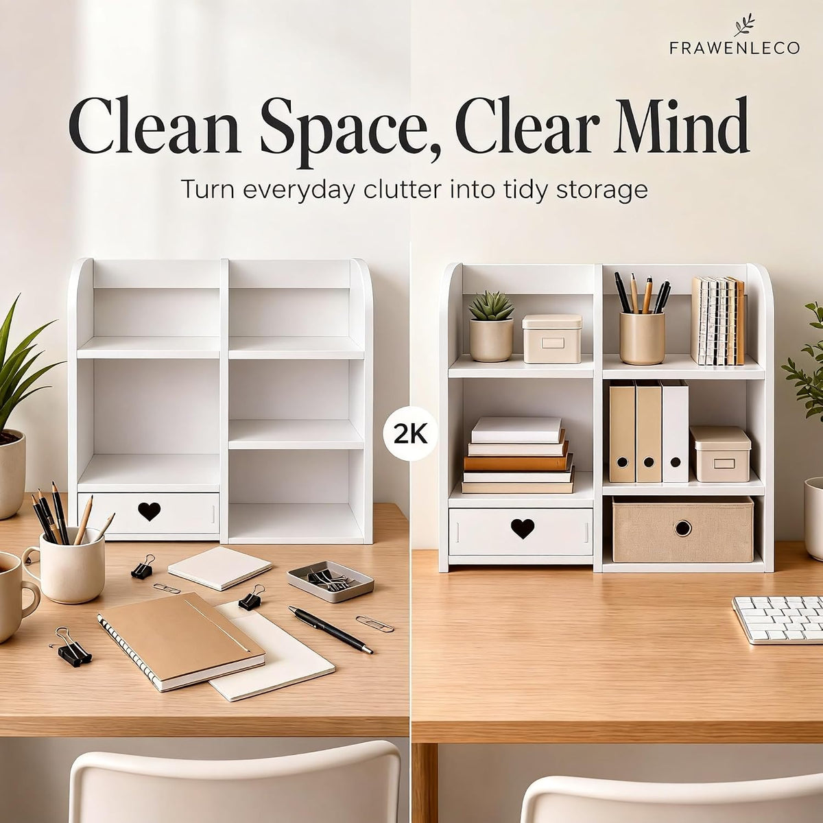 White Heart Drawer Bookshelf, Desktop Organizer with 3-Tier Heart-Shaped Drawers, Thickened PVC Storage Shelf for Desk, Office, Dorm