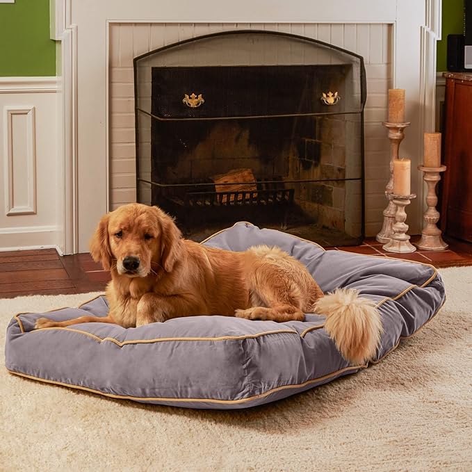 South Pine Porch Buddy Reversible Rectangle Pillow Style Microfiber Dog Bed with Removable, Machine-Washable Cover, Smoke, Large (48 in. x 36 in.)