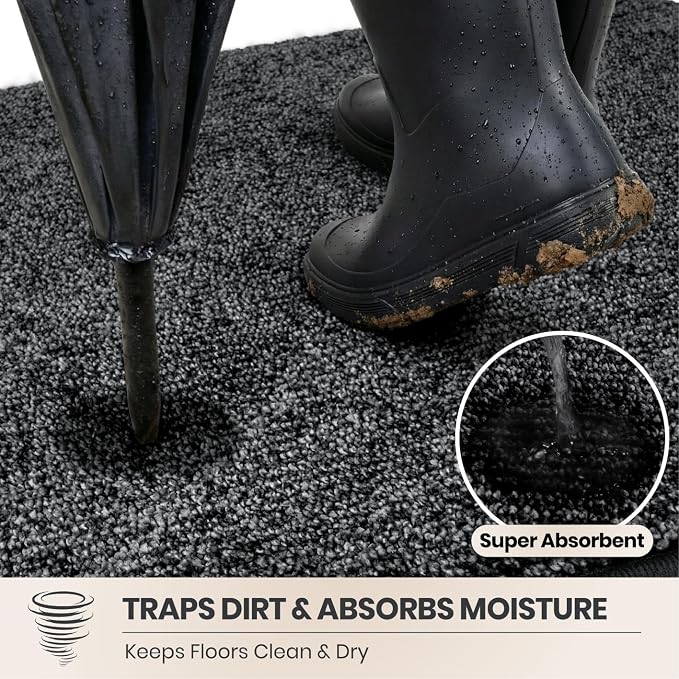 PURRUGS Dirt Trapping Door Mat 32" x 47", Non-Slip Machine Washable Entry Rug
