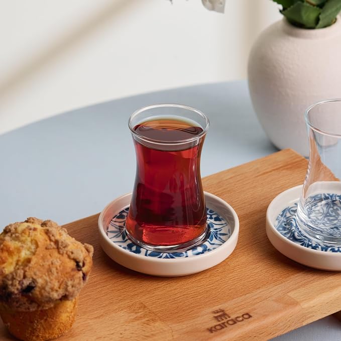 KARACA Mavili Turkish Tea Cups Set