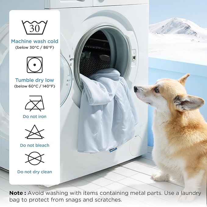 Bedsure Cooling Blanket for Large Dogs with Breathable Air-Core Fill Q-MAX>0.4 - Lightweight Pet Cat Throw Cold Blanket Washable for Summer，Soft Dog Cooling Mat for Couch Bed, Arctic Blue, 50x60