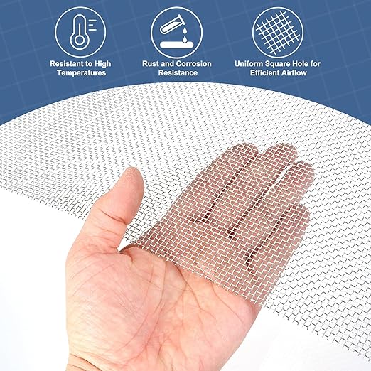 uxcell 14 Mesh 118" x 10" Woven Wire Mesh, 316 Stainless Steel Air Vent Filter